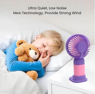 Mini Portable USB Rechargeable Handheld Fan with 3 Speed Modes 1000mAh Battery for Travel and Personal Cooling