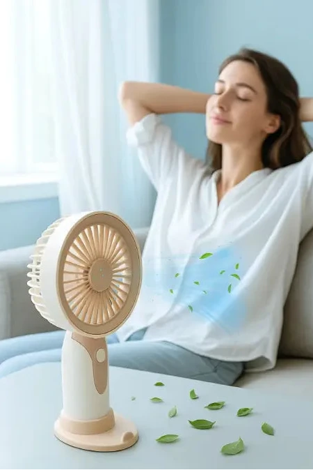 Portable USB Rechargeable Mini Hand Fan with 3 Speed Modes Compact Handheld Cooling Fan for Travel and Indoor Use