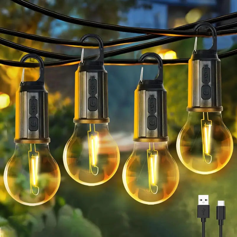 Rechargeable Camping Lights, Waterproof LED Tent Lights with USB Cable, 3 Modes Hanging Camping Lantern, Hanging Lamp for Hiking, Emergency, Camping, Household, Car Repairing(1PCS)