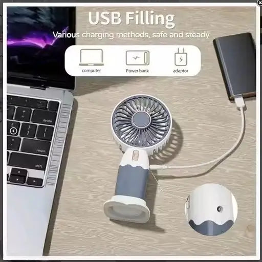 Portable USB Rechargeable Mini Handheld Fan with 5 Blades (Purple)
