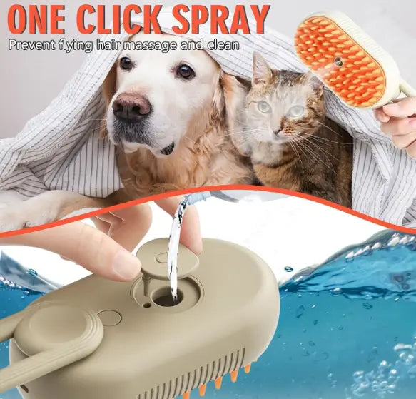 3-in-1 Pet Steam Brush for Dogs and Cats
